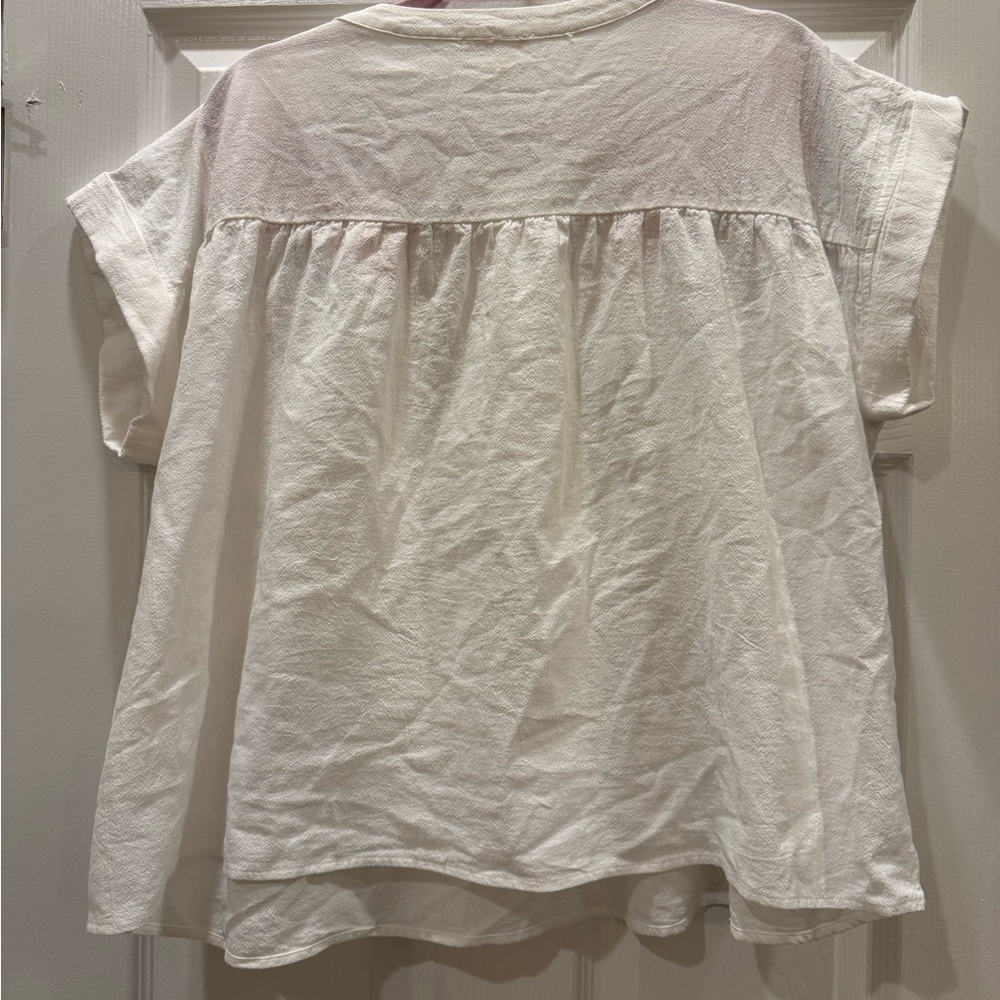 Oddi 100% Cotton Women's White Floral Embroidered Short Sleeve Top - Picture 7 of 9